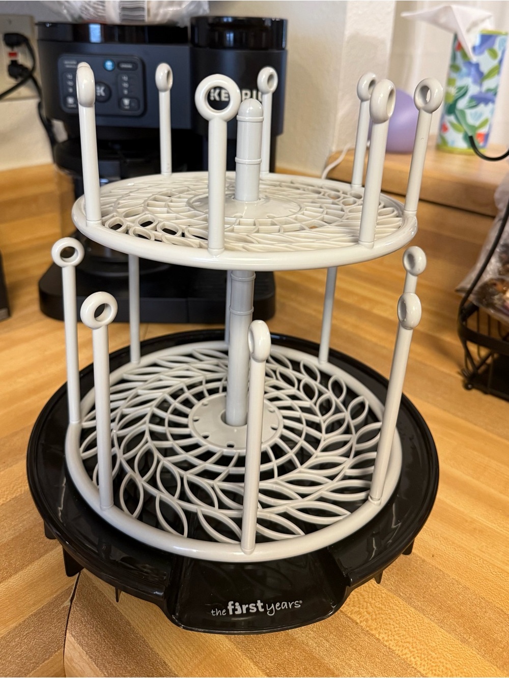 the First Years White Baby Bottle Drying Rack - 2-Tier Organizer